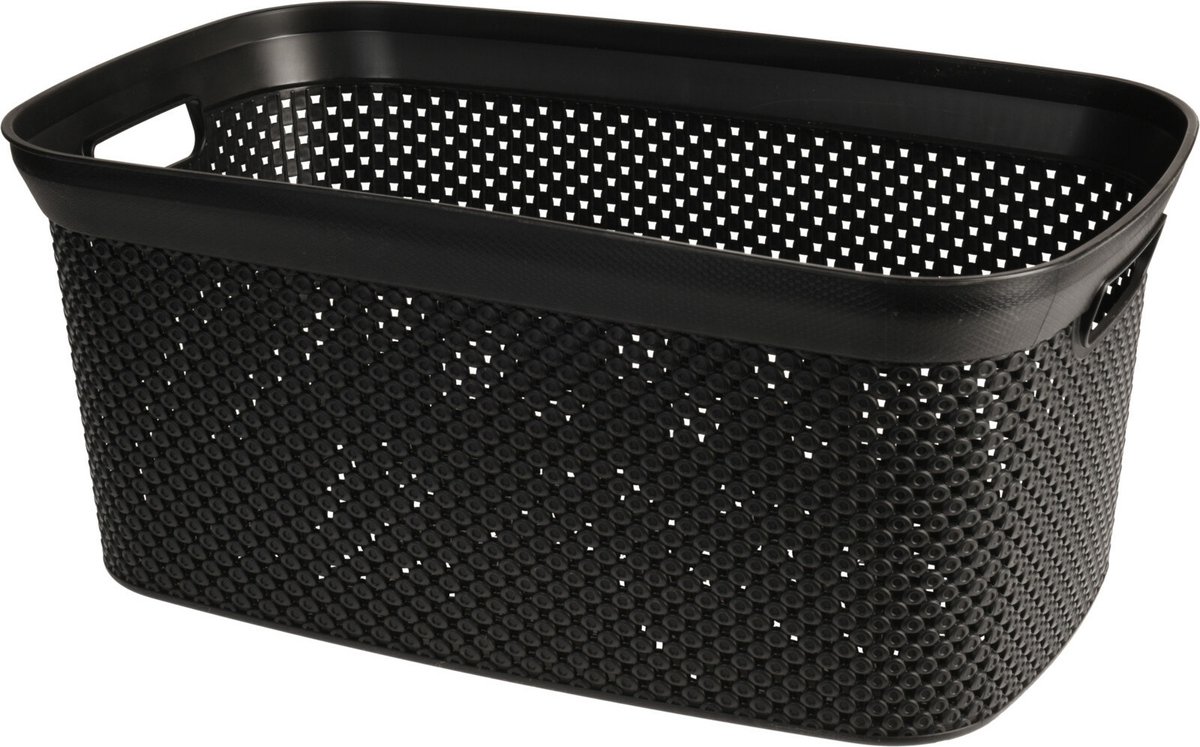 Storage Solutions wasmand - 35 liter - zwart - 54 x 34 x 23 cm - Kunststof - Draagmand
