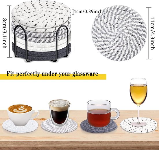 Miqio® Design vilten glazen onderzetters, rond, set van 12 met houders, duurzame Oekotex onderzetters voor dranken, kaarsen, kopjes, bar, glazen, tafeldecoratie, beige