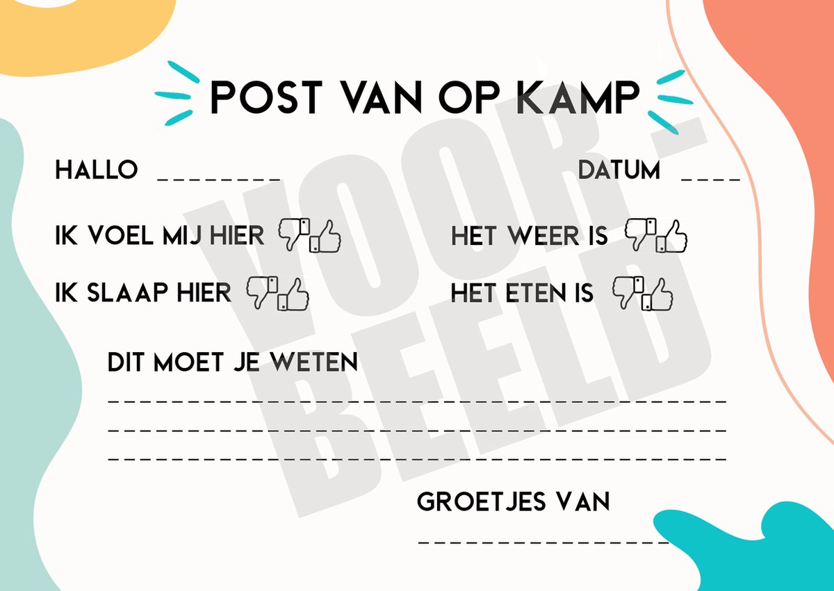 Kampkaartjes - Pakket met 8 kaartjes voor op kamp - kampbriefjes - brieven van op kamp v.3 - RETRO SWIRLS