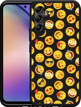 Cazy Hoesje Zwart geschikt voor Samsung Galaxy A54 Emoji