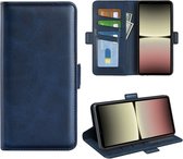 Coque Sony Xperia 10 V - Etui portefeuille de Luxe MobyDefend (fermeture latérale) - Blauw - Etui pour téléphone portable - Etui pour téléphone