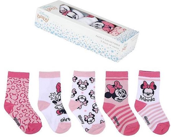 Babyshower - kraamcadeau - Minnie Mouse - kraamcadeau - baby / peuter - sokken - 5 paar in Disney cadeaubox- maat 15/16