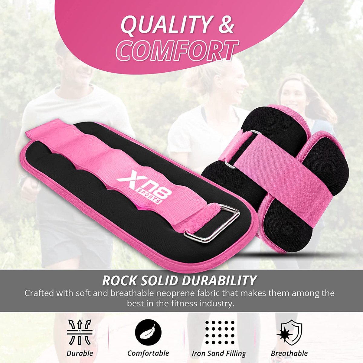 Xn8 Ankle Weights With Strap 0.5kg-3kg Pair Leg