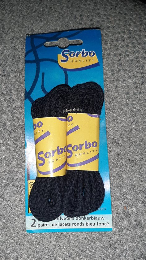 Sorbo Quality 2 paar koordveters donkerblauw - veters rond klassiek - 3-4mm - 75 cm - blauw - blauwe veter - art. 40057