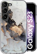 Samsung Galaxy S23 Hoesje - Back Cover Marmer Siliconen Case Wit