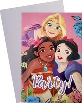 Disney Princess - invitations - Raiponce - Viana / Moana - Blanche-Neige - 5 pièces avec enveloppes - fête d'enfants - anniversaire