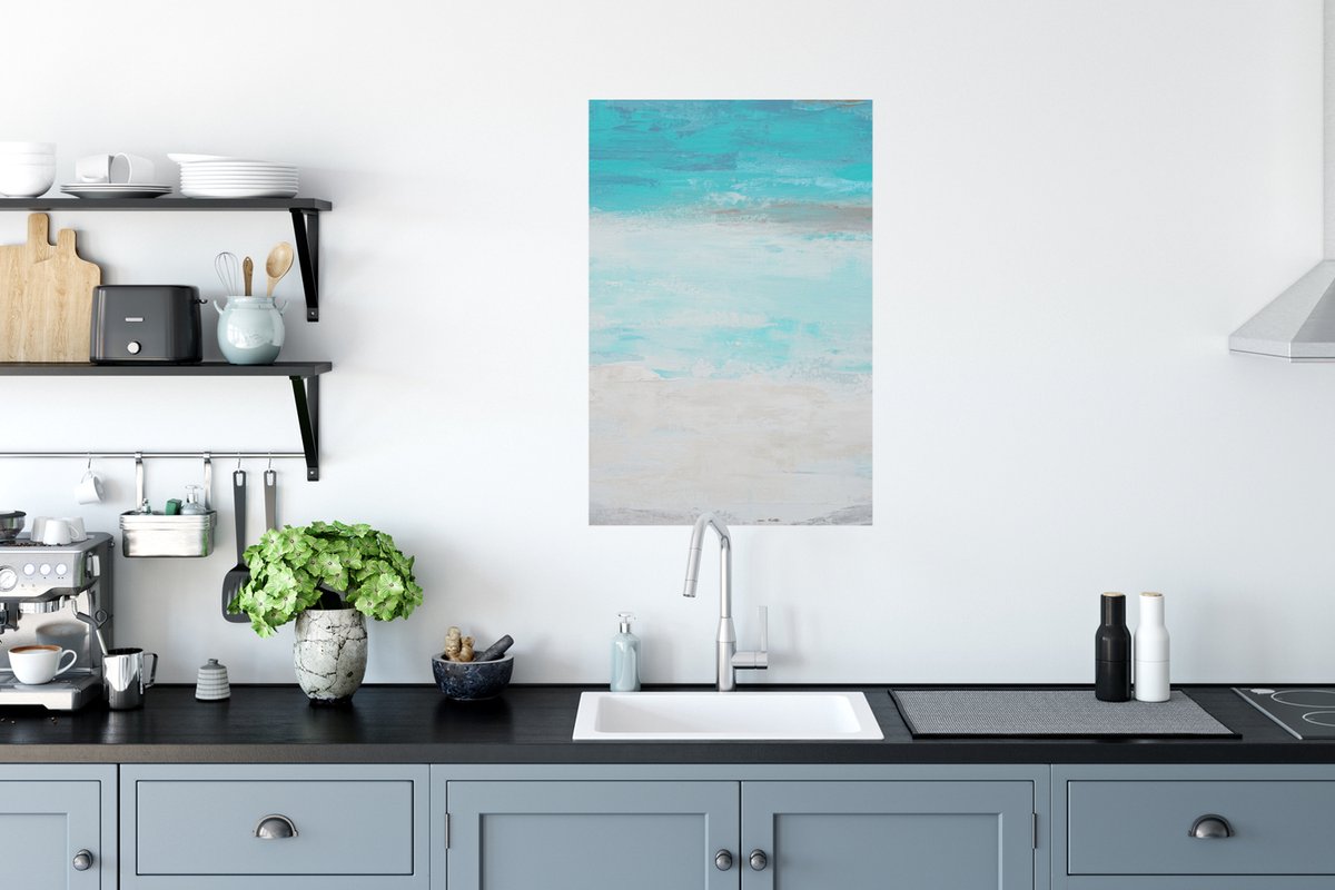 Poster Verf - Blauw - Wit - Kunst - 40x60 cm