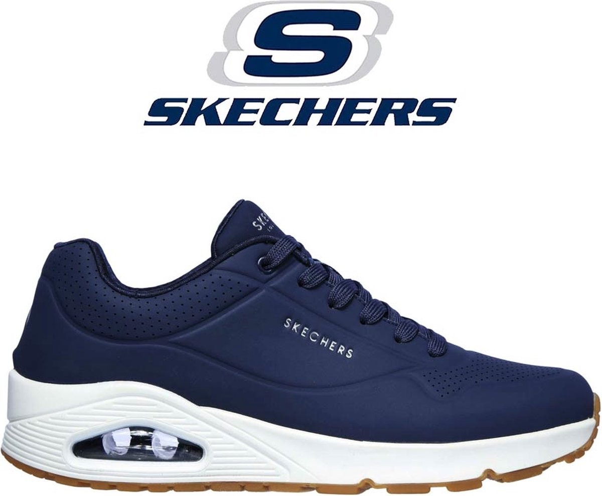 Skechers Uno - Stand On Air Heren Sneakers - Donkerblauw - Maat 43 - Skechers