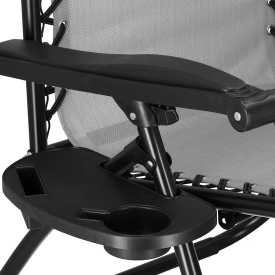Springos Tuinstoel - Ligstoel - Opvouwbaar - Verstelbaar - Ergonomische hoofdsteun - Grijs van Merkloos — afbeelding 4