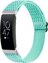 By Qubix Geschikt voor Fitbit Inspire 2 Elastische solo loop nylon bandje - Turquoise Smartwatchbandje bandje Armband Polsband Strap Band Watchband