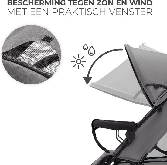 Kinderkraft TIK Buggy – Lichtgewicht Reisbuggy 6,5 kg – Snel Opvouwbaar – Verstelbare Rugleuning & Duwbeugel – Tot 17 kg – Grijs — afbeelding 3
