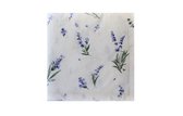 Servetten - 100 % katoen - Wit met lavendel - Vier stuks - 45 x 45 cm