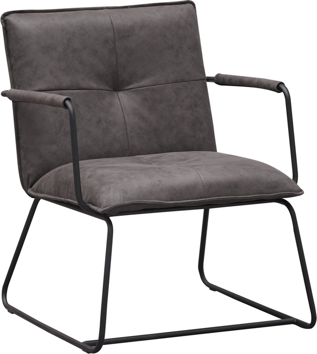Happyment Luxe Eetkamerstoel XL - Keukenstoel - fauteuil - Gestoffeerde Stoel - Metalen Poten - Hoge Rug - Kunstleer Bekleding - voor Woonkamer - Slaapkamer - Eetkamer - Grijs
