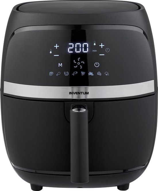 Inventum GF320HLD - Airfryer - Hetelucht friteuse - 3,2 liter - 8 automatische programma's - 80 tot 200°C - 1300 watt - Zwart/RVS