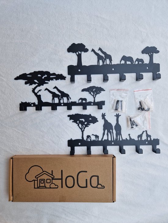Kinderkapstok - metaal - 6 haken - Kapstok kinderen jungle - Olifant - Kinderkamer haakjes - Incl. schroeven 42CM — afbeelding 2