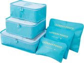 Pathsail® Cubes d'emballage Set 6-Piece - Rangement pour sièges-auto de bagages - Ensemble d'organisateurs de valises - Bleu clair