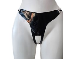 LATEX String L/XL kruisloos Lingerie erotische slip glad rubber