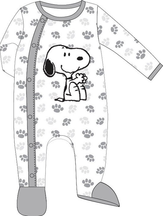 Peanuts Snoopy babypakje / baby-pyjama, grijs / beige / wit, maat 86