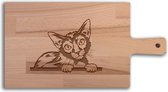 Serveerplank Katten Lykoi - Alle katten - Hapjesplank - Borrelplank hout - Kaasplank - Verjaardag - Jubilea - Housewarming - Cadeau voor vrouw - Cadeau voor man - Keuken - 36x19cm - WoodWideGifts