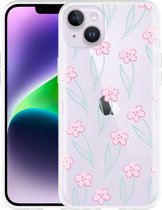 Cazy Hoesje geschikt voor iPhone 14 Plus Roze Bloemetjes