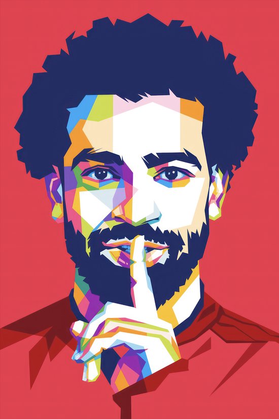 Voetbal Poster - Salah Poster - Liverpool FC - Abstract Portret - Mohamed Salah - Wanddecoratie - 61x91