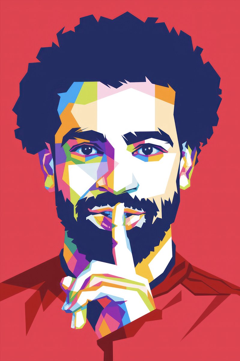 Voetbal Poster - Salah - Liverpool FC - Abstract Portret - Mohamed Salah - Wanddecoratie - posters - formaat 60x90cm - 294
