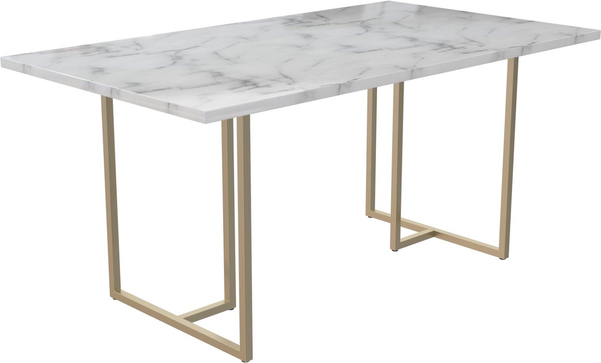 Astor - Eettafel 160x90 cm 8 plaatsen in Marmerlook Wit (75 x 160 x 90 cm)