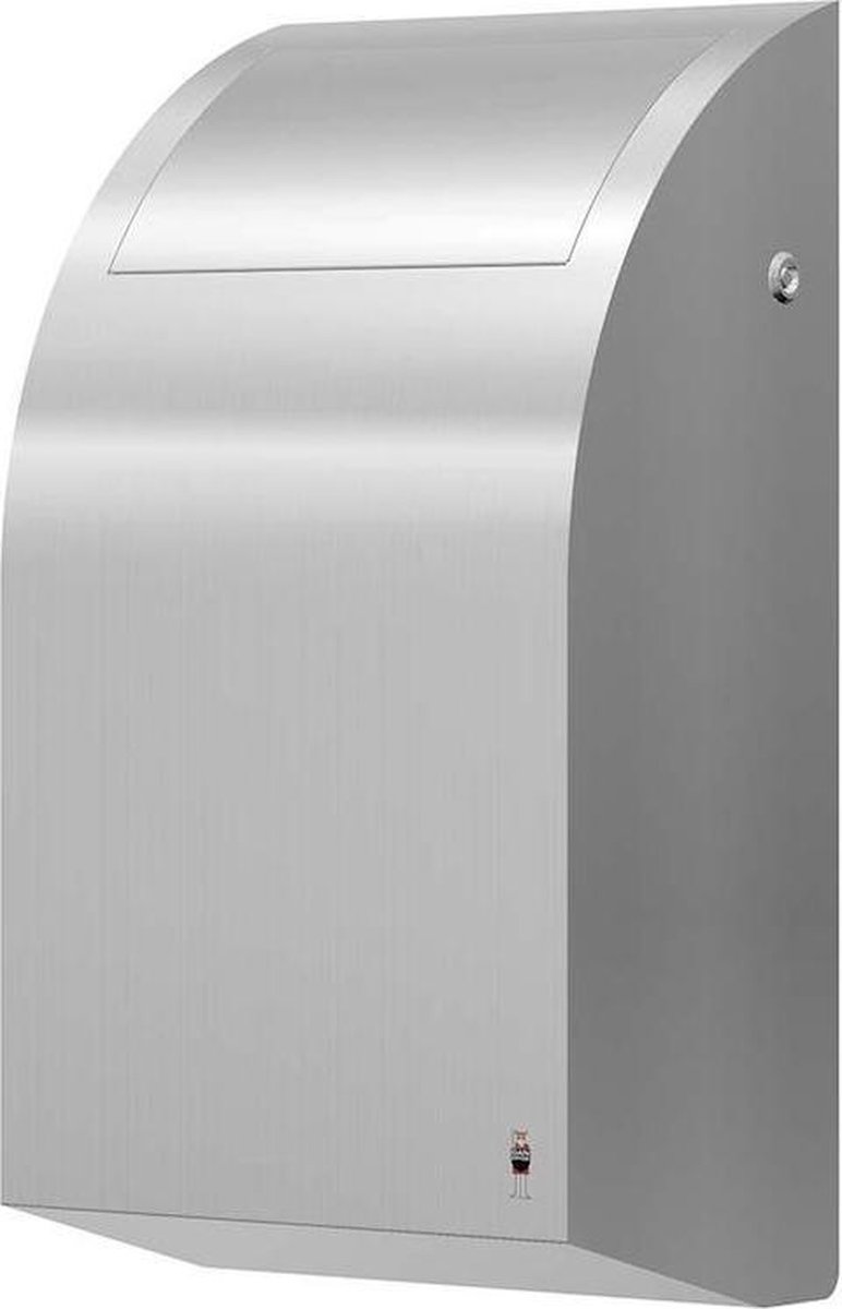 Trash can 30L made of brushed stainless steel for wall mounting from Dan Dryer