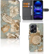 Hoesje geschikt voor Xiaomi Poco X5 Pro | Note 12 Pro 5G Vintage Bird Flowers