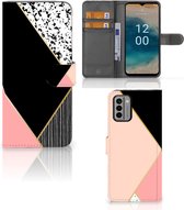 GSM Hoesje Nokia G22 Bookcase Black Pink Shapes