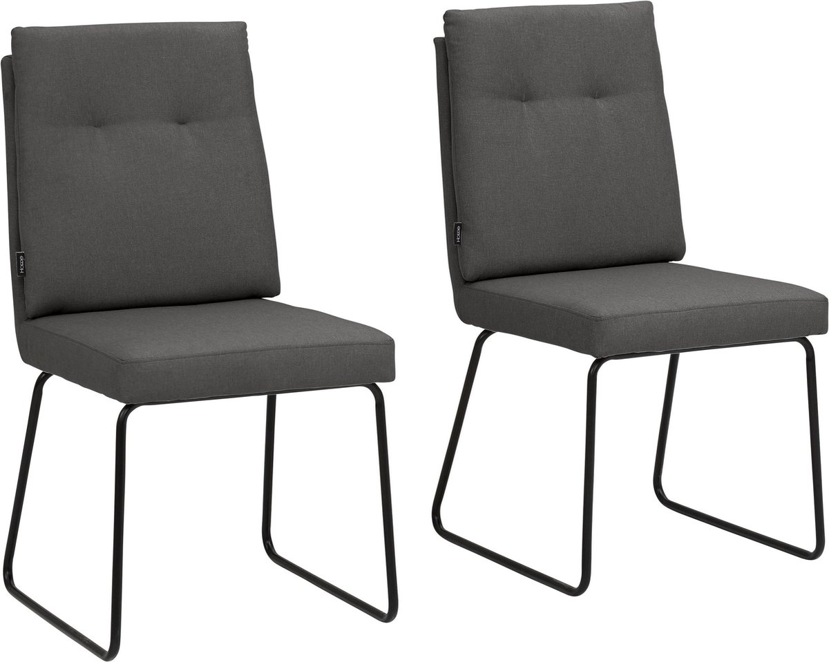 Notio Living Irene-Eetkamerstoel - Antraciet Microvezel - Set van 2 Zwart