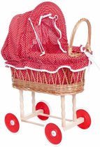 Egmont Toys Rieten poppenwagen met rode en witte s