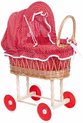 Egmont Toys Rieten poppenwagen met rode en witte s