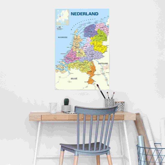 Poster Schoolkaart Nederland 91,5x61 cm - Reinders