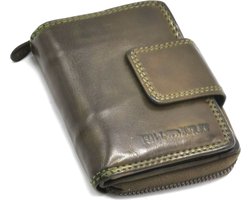 HillBurry Portemonnee Gewassen Leer Olijfgroen - met RFID - soepel kwaliteitsleer - veel opbergvakjes - (bxhxd) ca. 10,5cm x 8,5cm x 2,5cm