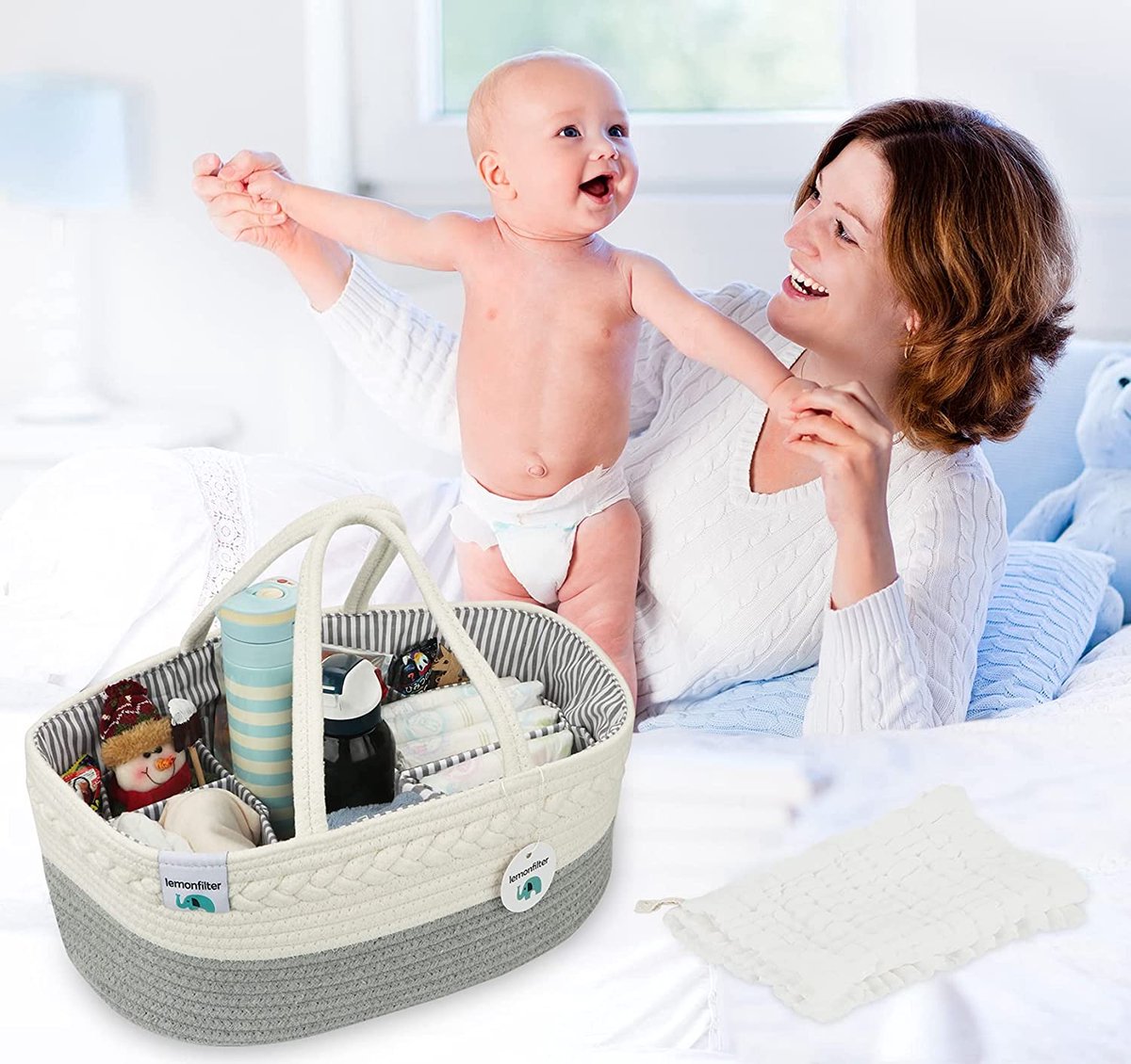 Panier de rangement pliable pour couches et lingettes de bébé