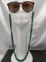 Trendy – 2 in 1 - Zonnebril / Ketting - Brillenkoord - vintage - Acryl schakelketting - 70 cm – gemêleerd Jade Groen kleur.