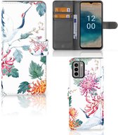 Telefoonhoesje Nokia G22 Wallet Bookcase Bird Flowers