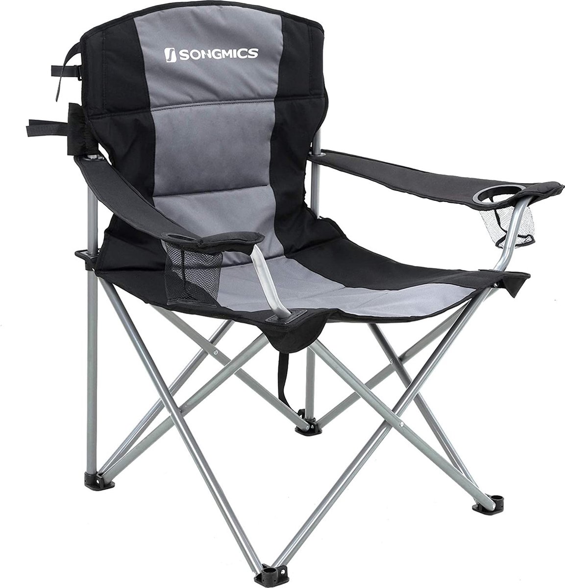 Lage campingstoel 500 L ultracompact met een hoge rugleuning