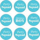 9 Buttons Birthday Boy en Party Squad licht blauw - verjaardag - party - squad - button - birthday