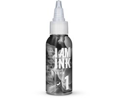 I AM INK - Silver #1 50ml | Premium Professionele Tattoo Inkt | Reach & Vegan | Stick en Poke | Handpoke Tatoeage Inkt | Tattoo set | PMU | Permanente Make-up | Geschikt voor Machine Cartridges & Needles | Liner | Shader
