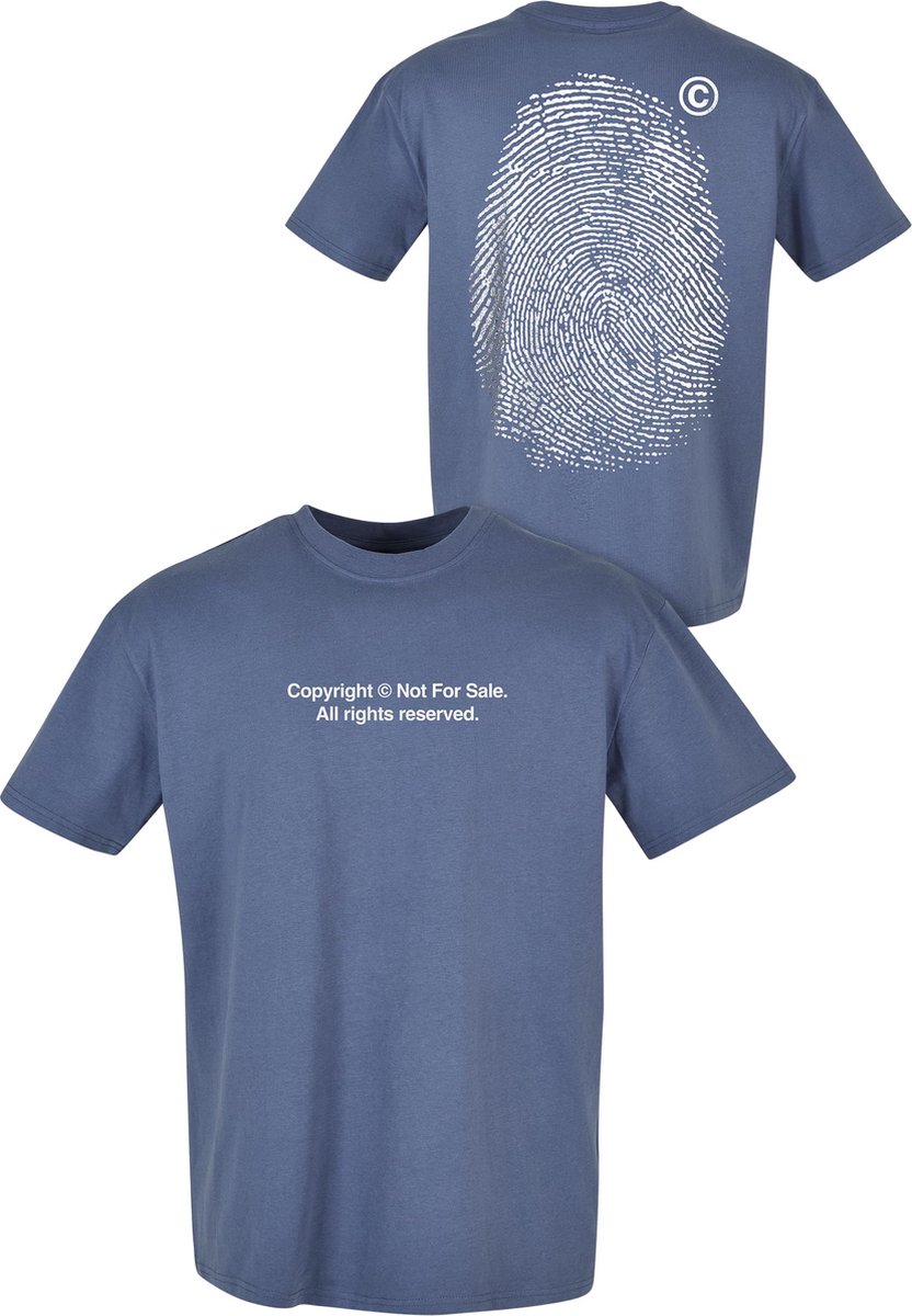 OVERSIZED! Dikke stof Heren Mannen Streetwear Urban Modern T-Shirt Casual Fingerprint Afdruk Print T-Shirt Blauw