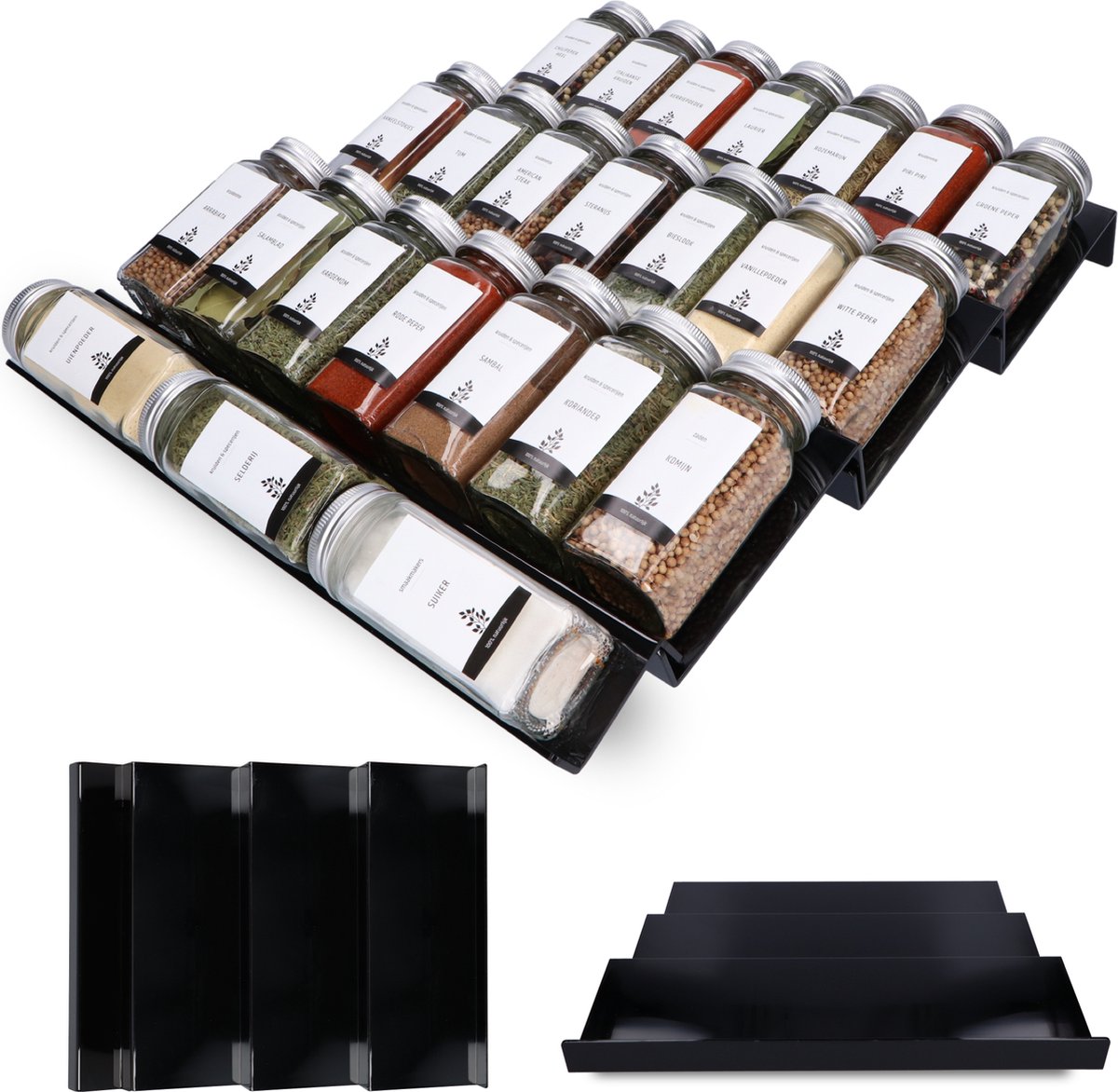 Comforder Kruidenrek Lade - 4 stuks - Keukenlade Organiser - Keuken Organizers voor 28 potjes