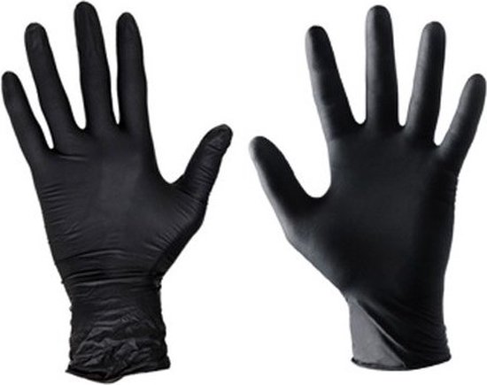 Handschoenen Wegwerp Nitril - Latexvrij - Poedervrij - zwart - Maat L - 100 stuks - Merkloos