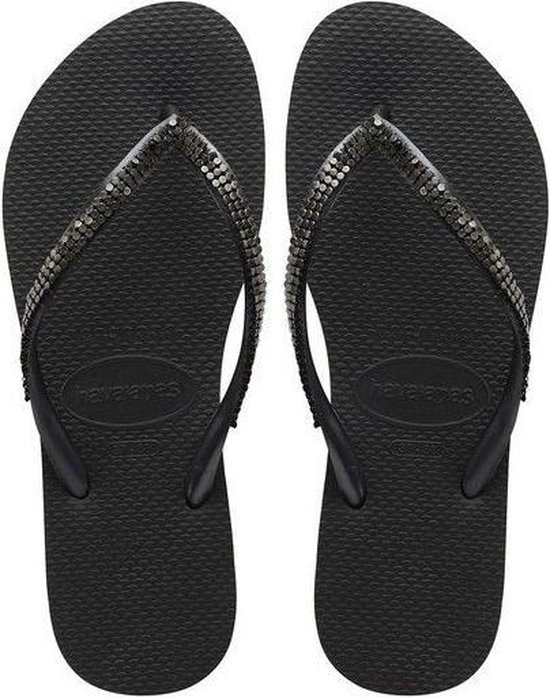 HAVAIANAS SLIM METAL MESH black dark grey bol