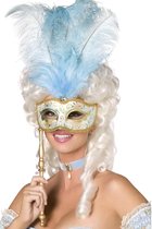 "Blauw en goudkleurig Venetiaans masker voor volwassenen  - Verkleedmasker - One size"