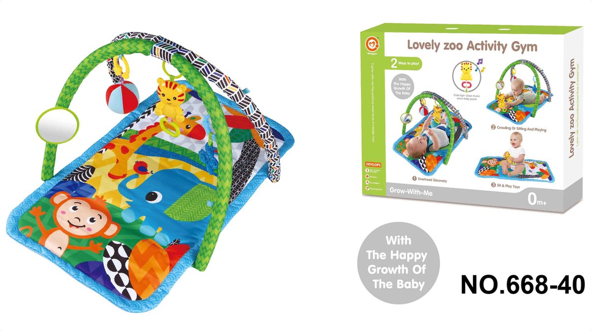 YAR Babysoundz - Babygym - speelkleed - speelkleed met boog - 3-in-1 Gym met muziek en lichtjes -76x46cm — afbeelding 6