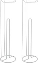 MSV Wc/toiletrolhouder reservoir - 2x - metaal - wit - 54 cm - Voor 4/5 rollen
