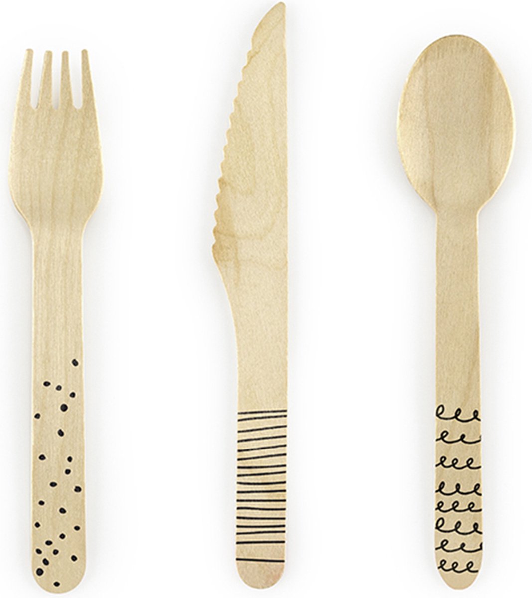 Houten bestekset zwart (18st)