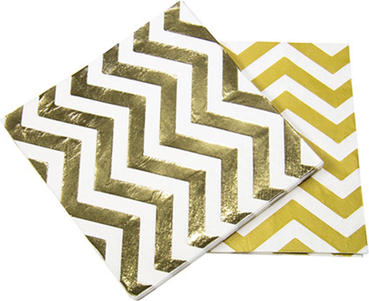 Folat - Servetten zigzag Goud (20stuks)